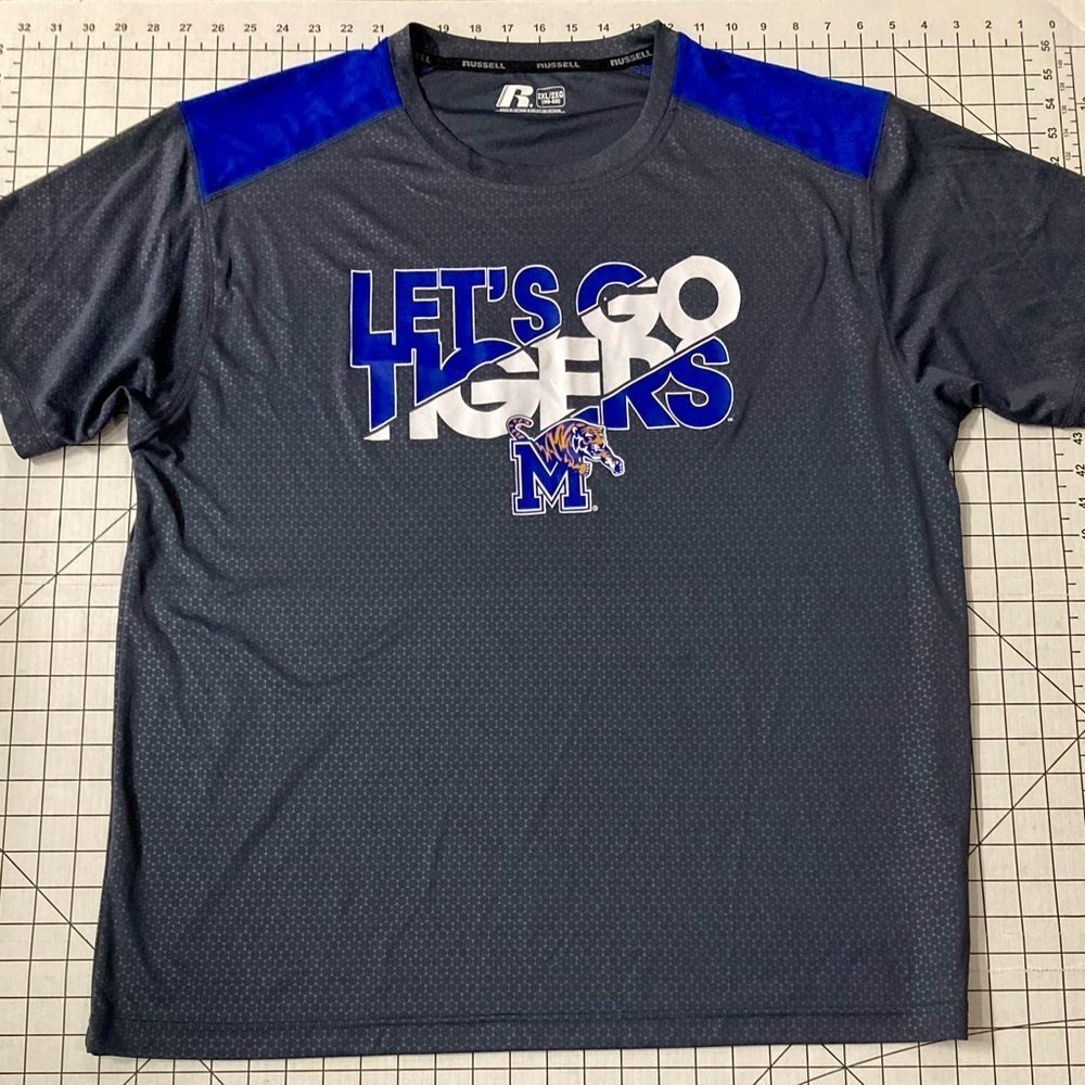 Russell Men’s 2XL‎ Memphis Tigers SS Grey/Blue Shirt